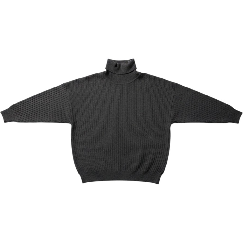 Mark Shale Mens XL Cashmere Turtleneck Sweater Charc Gray Ribbed‎ Knit Oversized